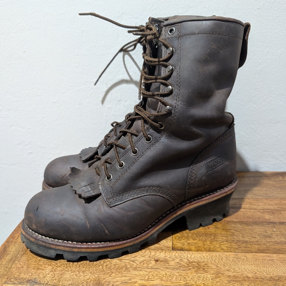 Red Wing Worx Logger Boot Heeled, Size 10WW ,Steel Toe C/75, Electric Hazard EH